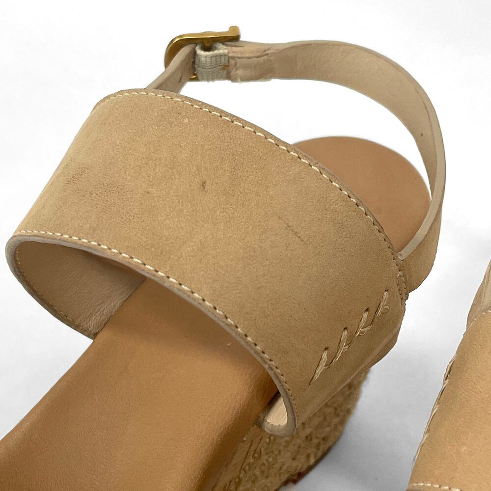 Ugg Elena Wedge Sandals Sz 8.5 Horchata Beige Nubuck Leather 3" Jute Cork Heel - Picture 11 of 11